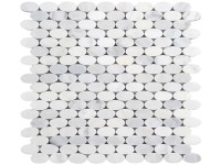 Mozaik márvány ovális fehér polírozott 28,5 cm x 30 cm Mozaik márvány ovális fehér polírozott 28,5 cm x 30 cm