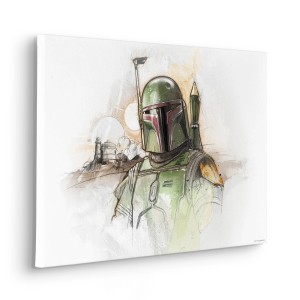 Komar vászonkép Star Wars Boba Fett Sketch zöld színben, vászon fa kereten.