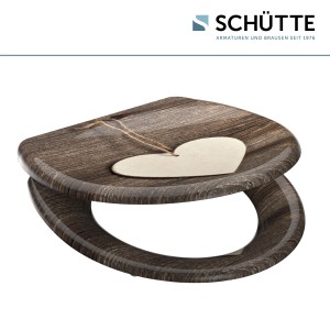 Schütte Wood Heart WC ülőke SoftClose funkcióval és fa szív dekorral.