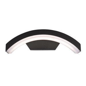 Modern, fekete LED design fali lámpa íves formában.