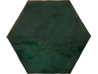 Antik hatszögletű fali csempe agyag mohazöld mázas fényes 15 cm x 17,5 cm