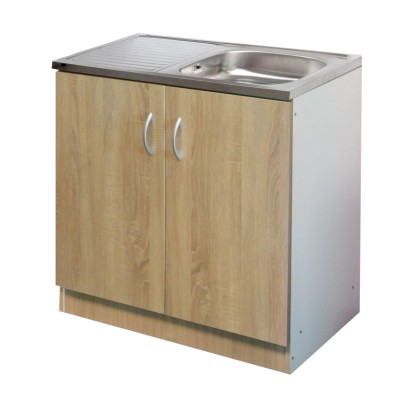 Komplett egymedencés mosogatós szekrény világos tölgy fronttal fehér korpusszal