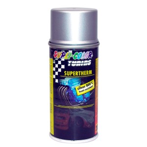 Dupli-Color Supertherm ezüst spray festék, hőálló 800°C-ig kipufogókhoz és motorokhoz.