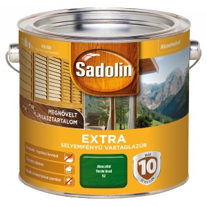 Sadolin időjárásálló festék, Akáczöld árnyalat, selyemfényű, kültéri használatra.