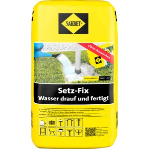 Sárga zsák Sakret Mörtel Setz-Fix 25 kg. Gyorsan kötő beton kerítések rögzítéséhez stb.