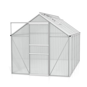 Vitavia Venus 6200 üvegház, natúr alumínium, 6,2 m² nyitott ajtóval.