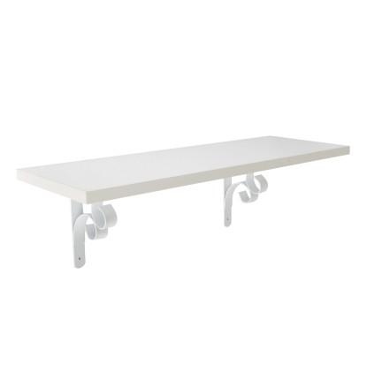 Polc szett hajlított fém konzollal fehér 60 cm x 20 cm