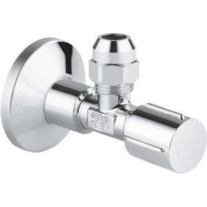Grohe sarokszelep 1/2 x 3/8 króm mosógépekhez, rozettával és ergonomikus fogantyúval.