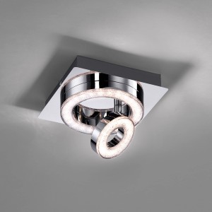 Modern LED mennyezeti lámpa Tim Chrome, 17x17 cm, forgatható fénygyűrűvel a meleg fehér fényhez.