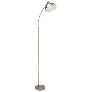 Elegáns, ezüst színű állólámpa modern dizájnnal nappali és dolgozószobákba.