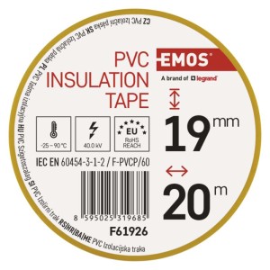 EMOS PVC szigetelőszalag, 19mm x 20m, elektromos szigeteléshez.