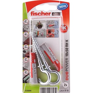 Fischer DuoPower 10x50 RH K tiplik csavaros kampókkal, különböző felületekre alkalmas.