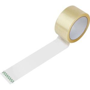 Egy tekercs átlátszó ragasztószalag 50 mm x 66 m letekert darabbal. Ideális csomagok biztonságos lezárásához.