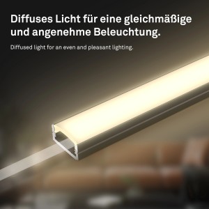 Briloner LED szalag alumínium profil, öntapadós, 2 m, fekete-fehér, a lágy fényért.