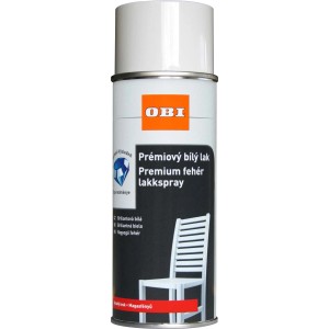 Fehér spray festék az OBI-tól, beltéri és kültéri használatra. Prémium minőség a ragyogó eredményekért.