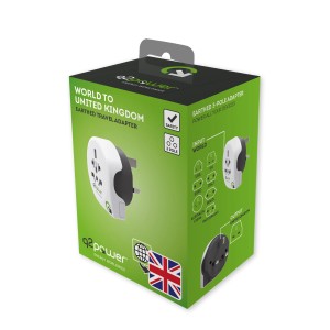 q2power utazó adapter az Egyesült Királyságba, földelt, 3 pólusú. Hálózati technológiai tartozék a biztonságos áramellátáshoz.