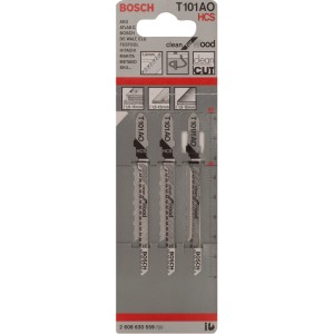 Bosch Szúrófűrészlap Pro T 101 AO Clean for Wood, 3 darabos, tiszta favágásokhoz.