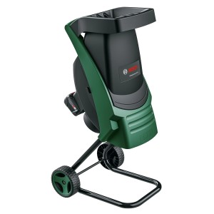 Bosch UniversalShredder akkus aprító akkumulátorokkal és töltővel, zöld és fekete.