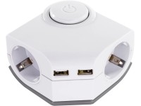 Asztali elosztó 2-es kapcsolóval 1,5 m fehér 2xUSB töltővel