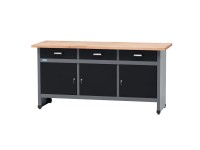 Küpper munkapad 3 ajtóval és 3 fiókkal 84 x 170 x 60 cm fekete-világosszürke