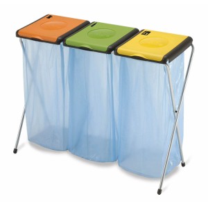 Gimi Nature 3 szemeteszsák tartó 3x 130 l-es zsákhoz, színes fedőkkel a hulladékszelektáláshoz.