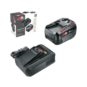Bosch 18V indítókészlet 4,0 Ah akkumulátorral és töltővel elektromos szerszámokhoz.