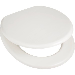 Fehér baliv Tamega WC-ülőke MDF-ből, fa maggal, univerzális design minden fürdőszobába.