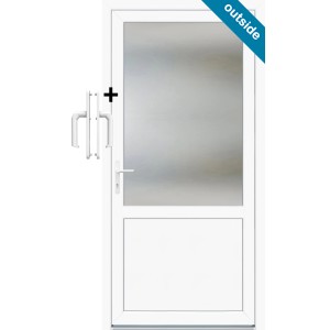 K 100-88 műanyag mellékbejárati ajtó fehér 88cm x 198cm balos kivitel kilinccsel