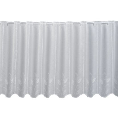 Vitrázsfüggöny V3051 60 cm magas fehér levélmintás méteráru