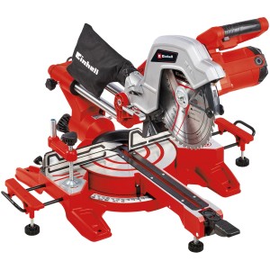 Einhell TC-SM 254 húzós-ferde-gérvágó fűrész, piros/ezüst, porzsákkal és lézerrel.