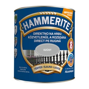 Hammerite fémfesték, ezüst, közvetlenül a rozsdára.