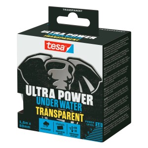 Tesa Ultra Power Under Water javítószalag csomagolása, átlátszó, 1,5 m x 5 cm.
