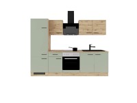 Flex-Well Exclusiv minikonyha Cara 270 cm nádzöld matt - Artisan tölgy Flex-Well Exclusiv minikonyha Cara 270 cm nádzöld matt - Artisan tölgy