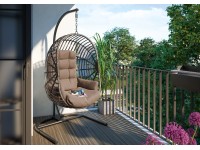 Leyburn függőfotel polirattanból szürke-szürkésbarna