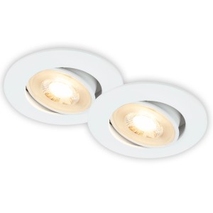 2 db-os Brilo LED süllyesztett lámpa Besi, fehér, forgatható, 8 cm átmérőjű.