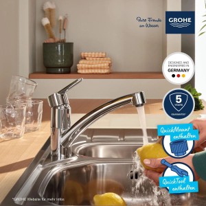 Grohe QuickFix Start Eco króm mosogató csaptelep, csap citromot tisztít.