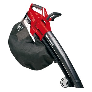 Einhell GE-CL 36 Li E Solo akkus lombfúvó és -szívó, piros/fekete, gyűjtőzsákkal és kerekekkel.