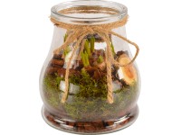 Tavaszi kompozíció kék gyöngyikékkel üveg kaspóban cserépátmérő: kb. 15 cm