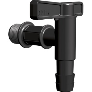 Fekete Waterform műanyag csap Wood és Aquacan esővízgyűjtő hordókhoz.