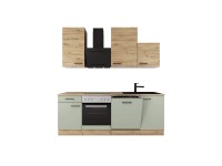 Flex-Well Exclusiv konyha 1701-017sWS Cara 220 cm nádzöld matt-Artisan tölgy Flex-Well Exclusiv konyha 1701-017sWS Cara 220 cm nádzöld matt-Artisan tölgy