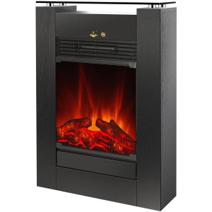 Fekete EL Fuego Tessin elektromos kandalló fűtéssel és szabályozható lángokkal.