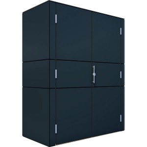 Bertilo HPL Highboard kerti szekrény, antracit, 155x75x193 cm, ajtókkal és fogantyúkkal.