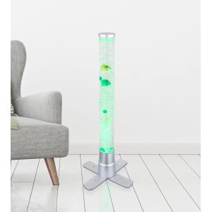 Globo Mendoza LED állólámpa, ezüst színű design lámpa vízzel, halakkal és RGB színváltóval.