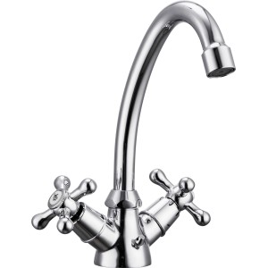 Taruma króm mosdócsap retro designban keresztfogantyúkkal fürdőszobai mosdókagylókhoz.