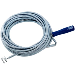 LUX Classic csőtisztító spirál, 10 m hosszú, kék fogantyúval, 30-50 mm átmérőjű csövekhez.