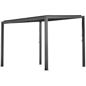 Floraworld pergola lamellás tetővel, 300x300 cm, antracit. Alumínium terasztető.
