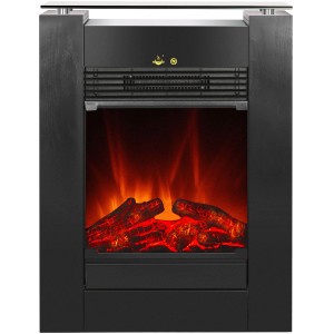 Fekete EL Fuego Tessin elektromos kandalló fűtéssel és szabályozható lángokkal.