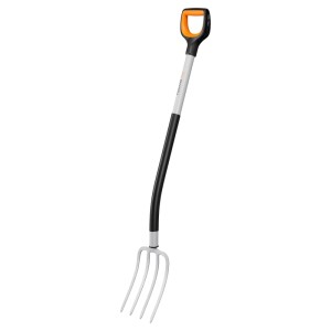 Fiskars Xact ásóvilla, 120 cm, talajlazításhoz és forgatáshoz a kertben.