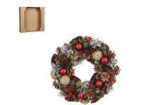 House of Seasons koszorú 34 cm piros