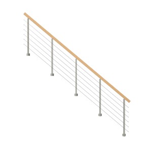 StarWood Kos fém korlát, 450 cm, tölgyfa kapaszkodóval és rozsdamentes acél betéttel.